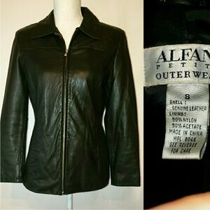 Alfani leather jacket small butter soft min zipper front black pocket front flat